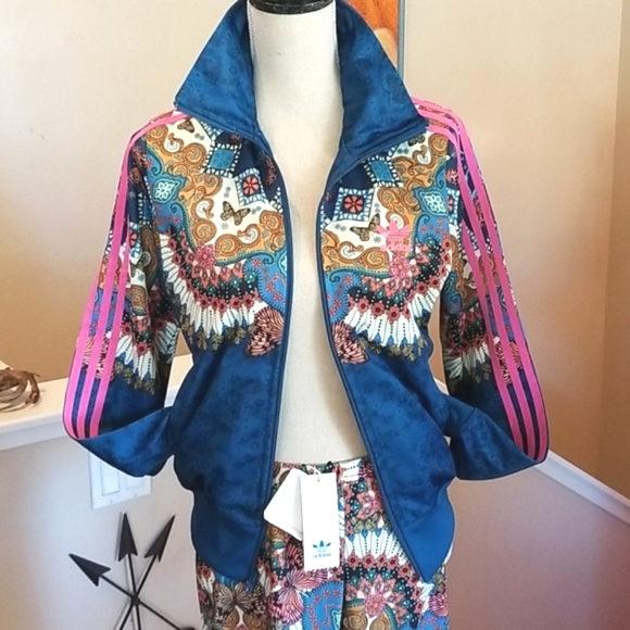 ADIDAS × FARM RIO Blue BORBOMIX Collector ZIPS Track Jacket & Leggings SET NWT S - Picture 4 of 16